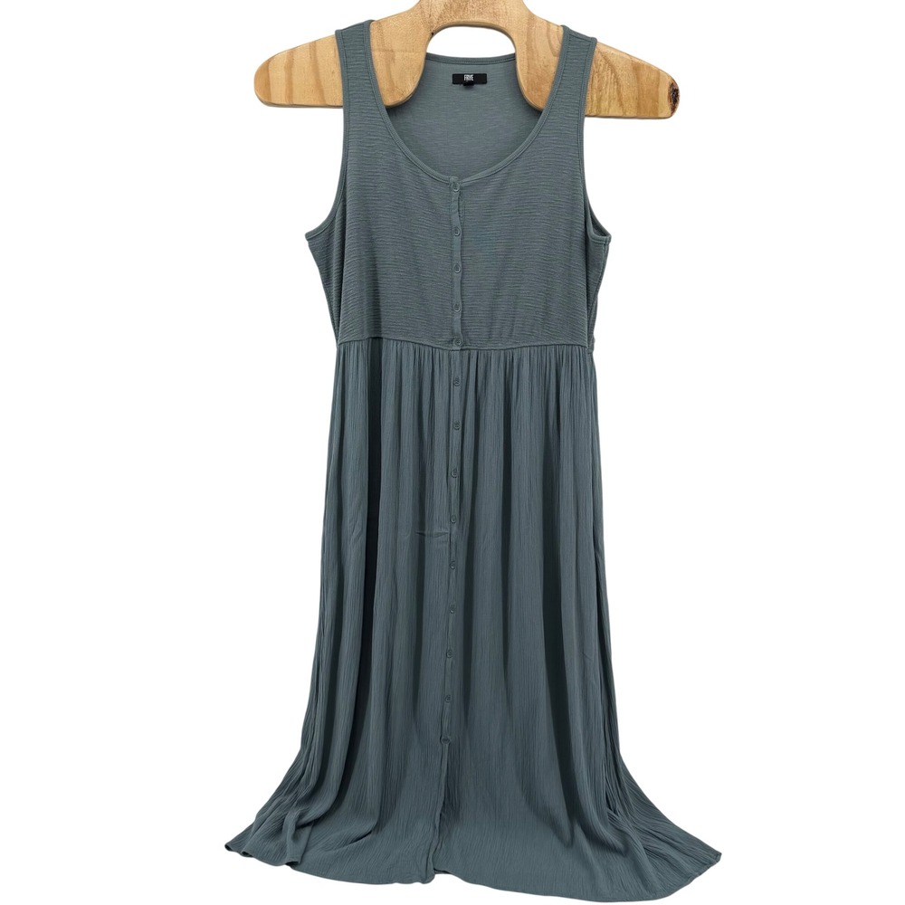 FRYE & Co Maxi Dress Slate Blue Ribbed Knit Button whimsy Plus Womens XXL - Picture 5 of 8